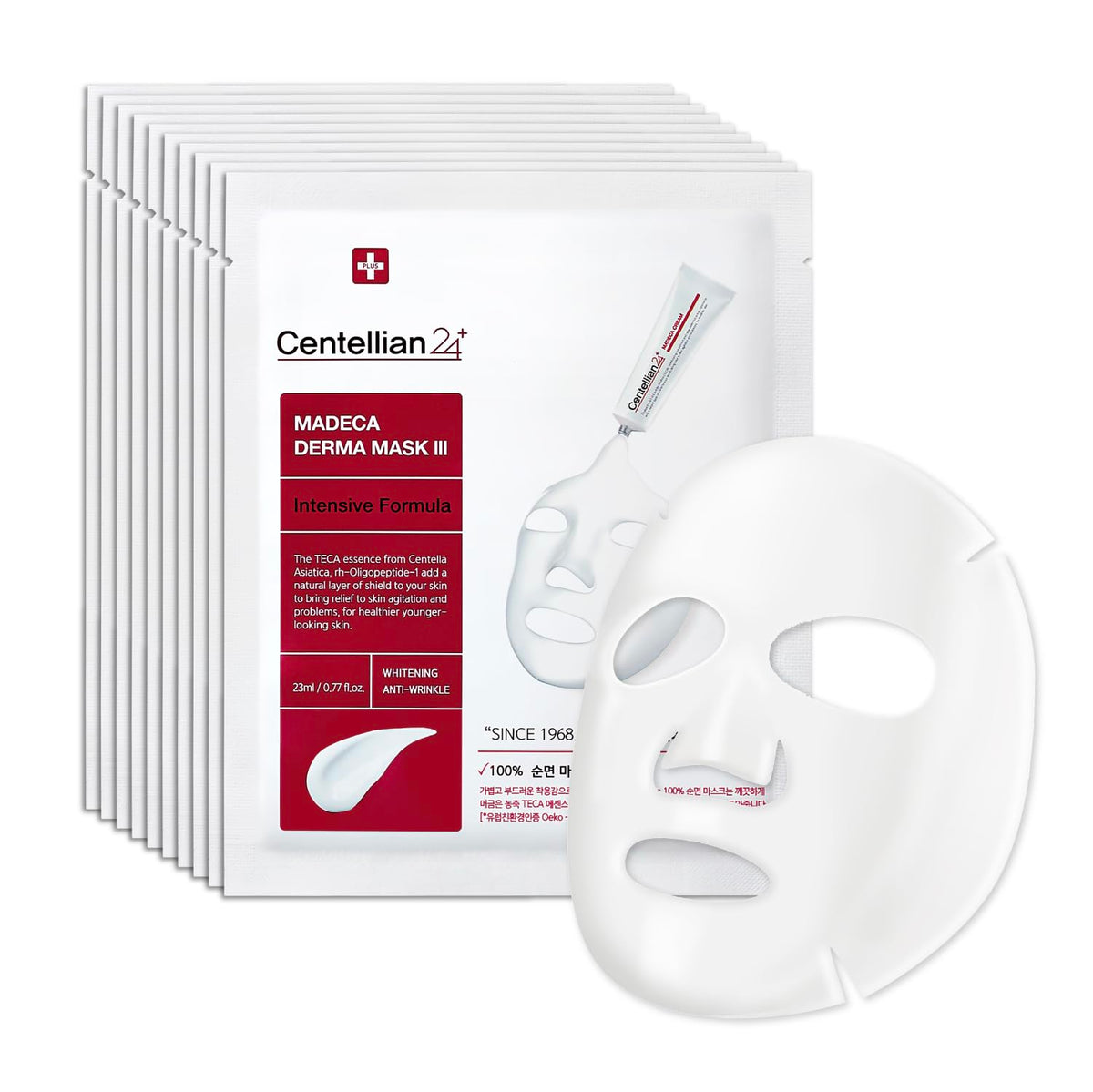 Centellian 24 Madeca Derma Mask packaging highlighting soothing skin benefits