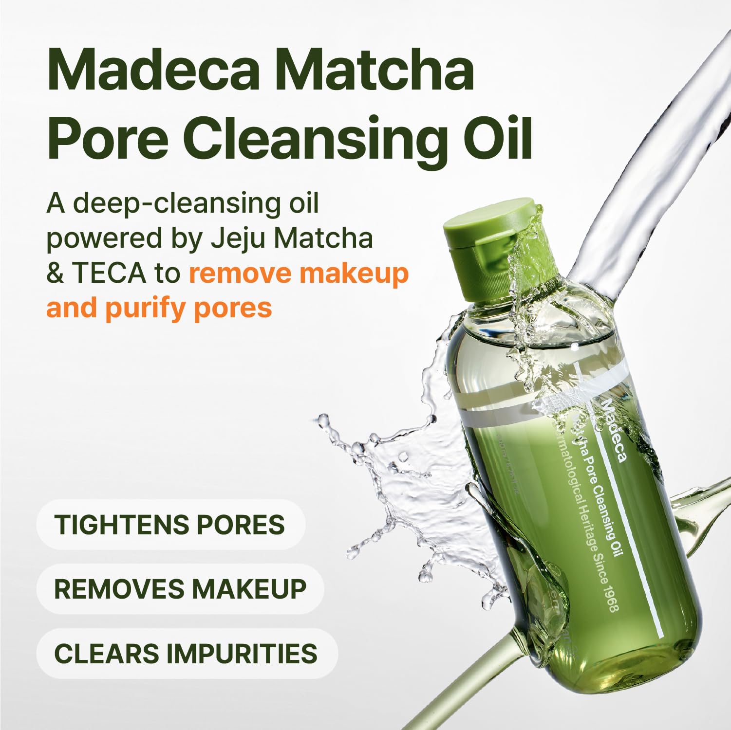 CENTELLIAN 24 Madeca Matcha Cleansing Oil two-tone texture activated by shaking for deep cleansing.