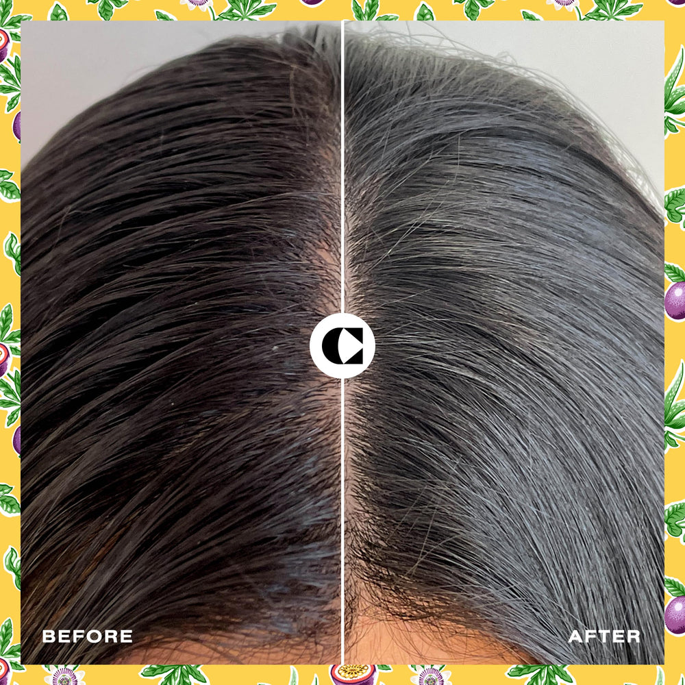Ceremonia dry shampoo on fine hair image showing volume boost.