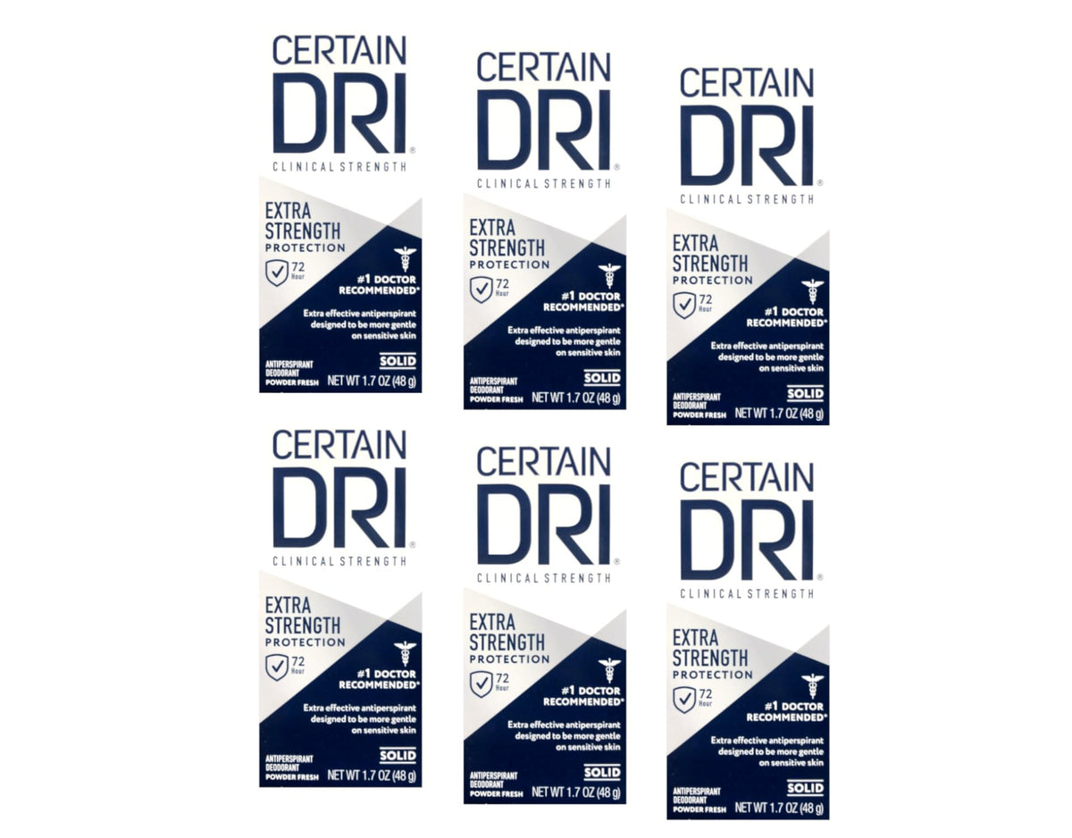 Certain Dri anti-perspirant solid six-pack front view for long-lasting protection