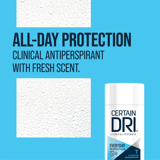 Certain Dri Everyday Strength demonstrates 72-hour protection for long-lasting dryness.