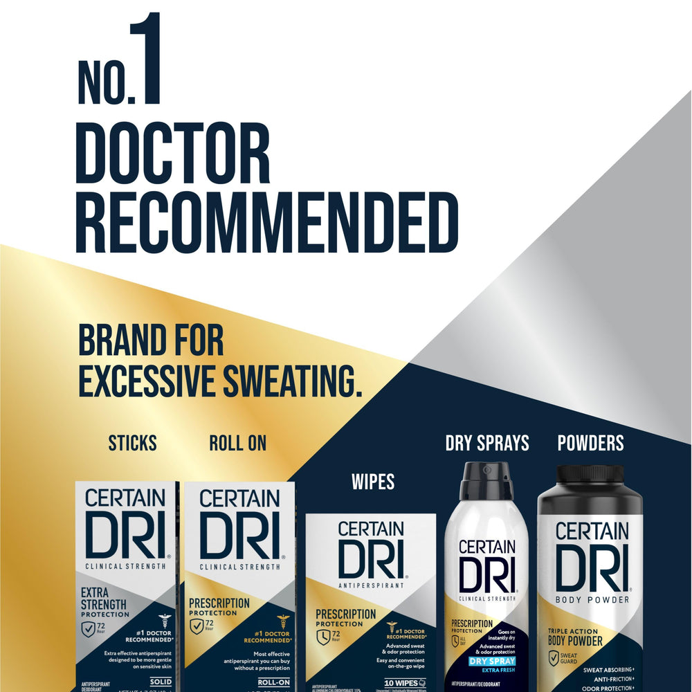 Powder-fresh scent on the Certain Dri label for subtle fragrance.