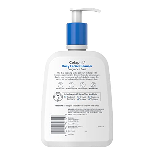 Close-up of Cetaphil foaming texture in a pump, showing rich lather for deep yet gentle cleanse.