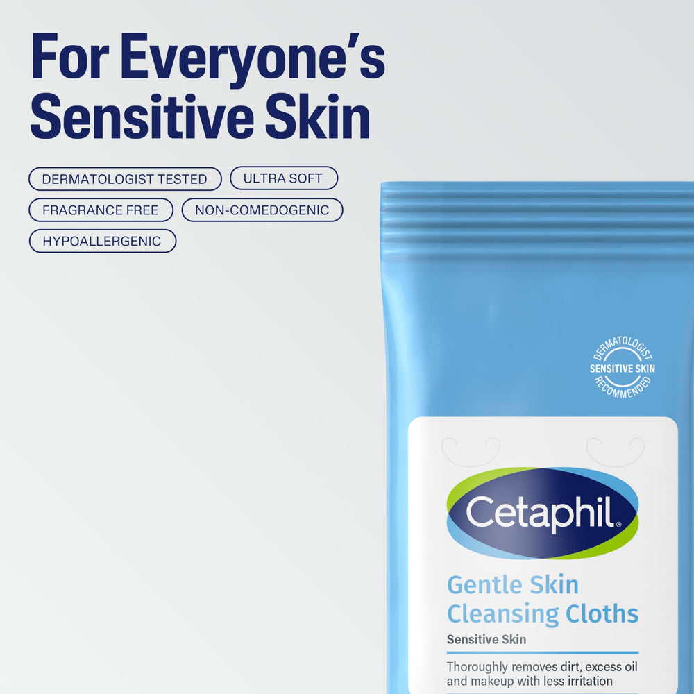 Cetaphil wipes for face, hands, and body cleansing.