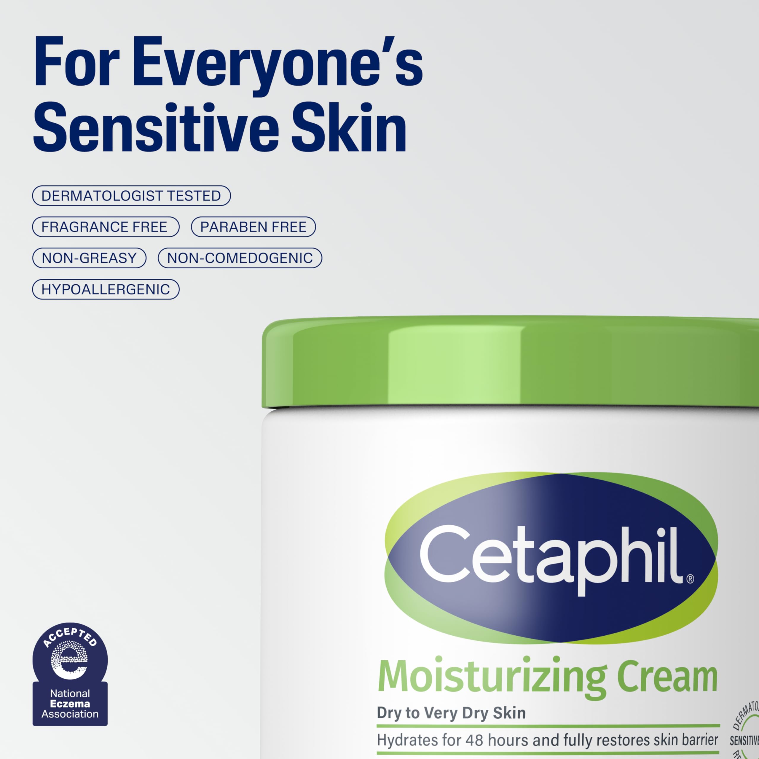 Cetaphil fragrance-free label close-up indicating sensitive-skin friendly formula.