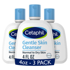 Cetaphil Gentle Skin Cleanser bottle front, fragrance-free formula for sensitive skin.