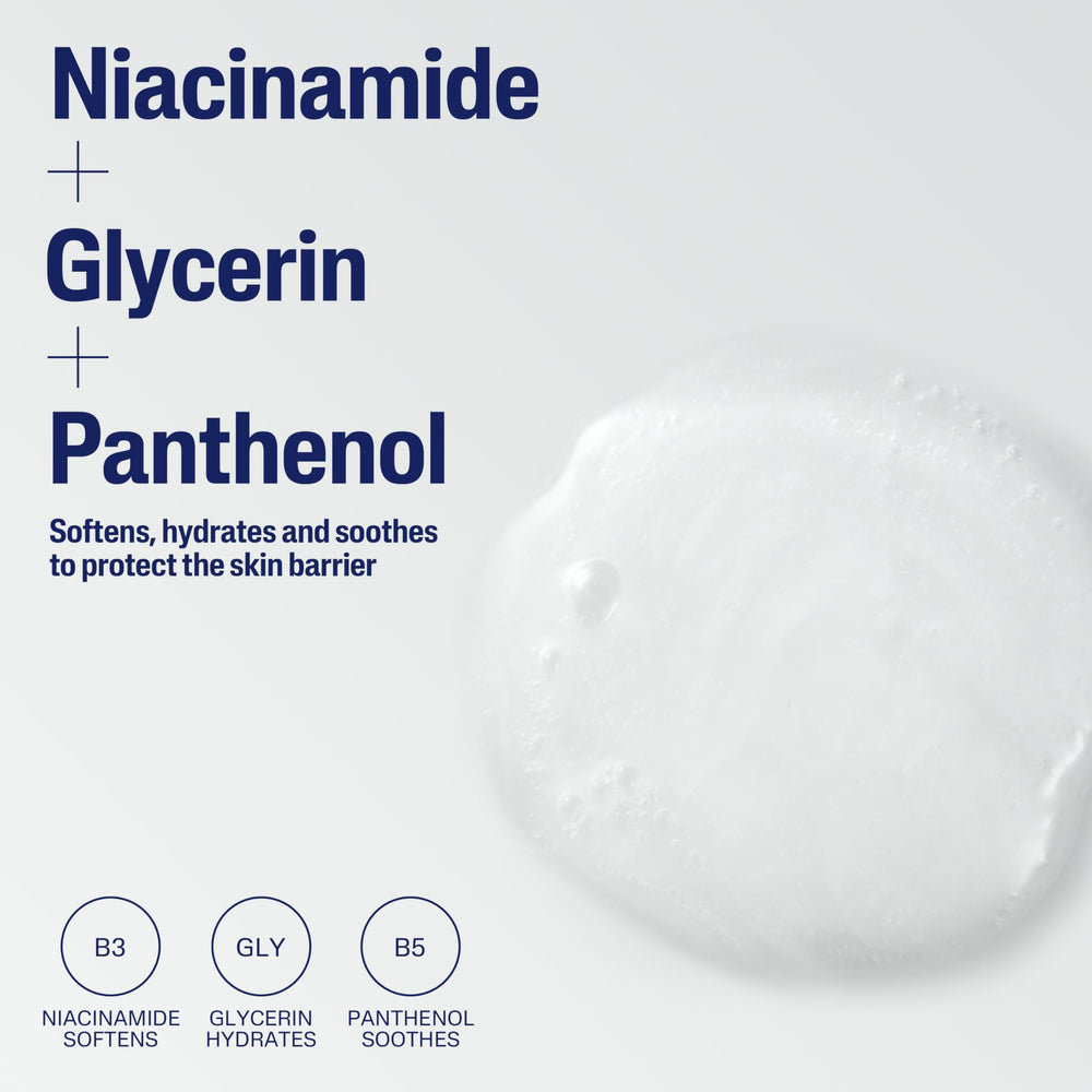 Ingredient highlight: glycerin, panthenol, and niacinamide supporting skin comfort.