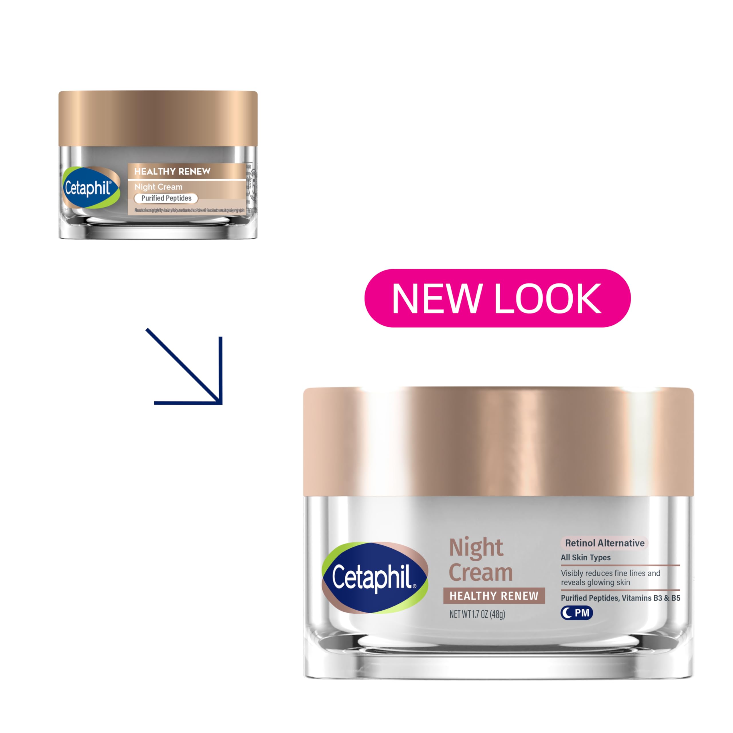 Cetaphil Healthy Renew Night Cream jar close-up highlighting rich texture