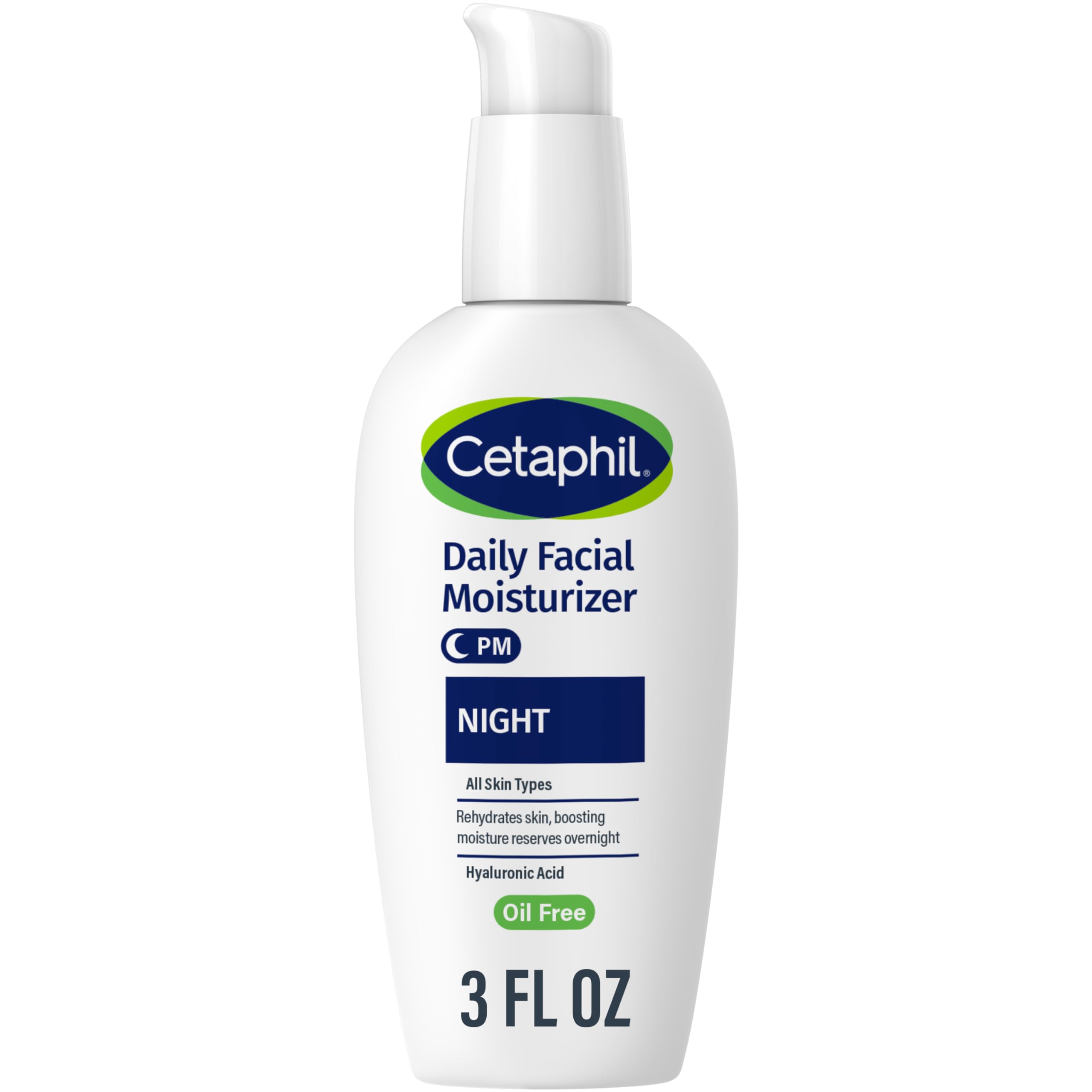 Cetaphil Night Moisturizer bottle demonstrating lightweight overnight hydration