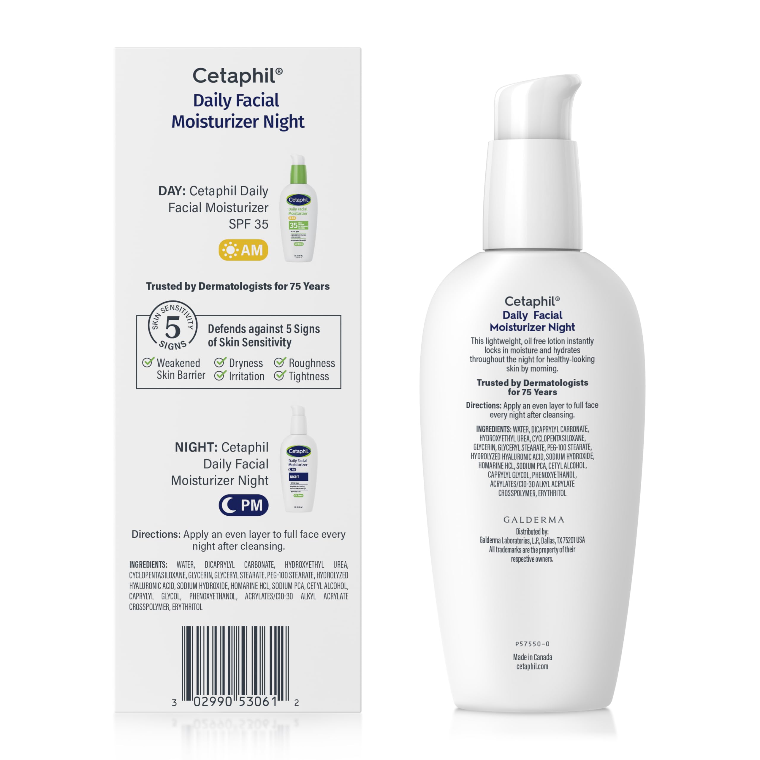 Nighttime skincare routine featuring Cetaphil moisturizer for the face