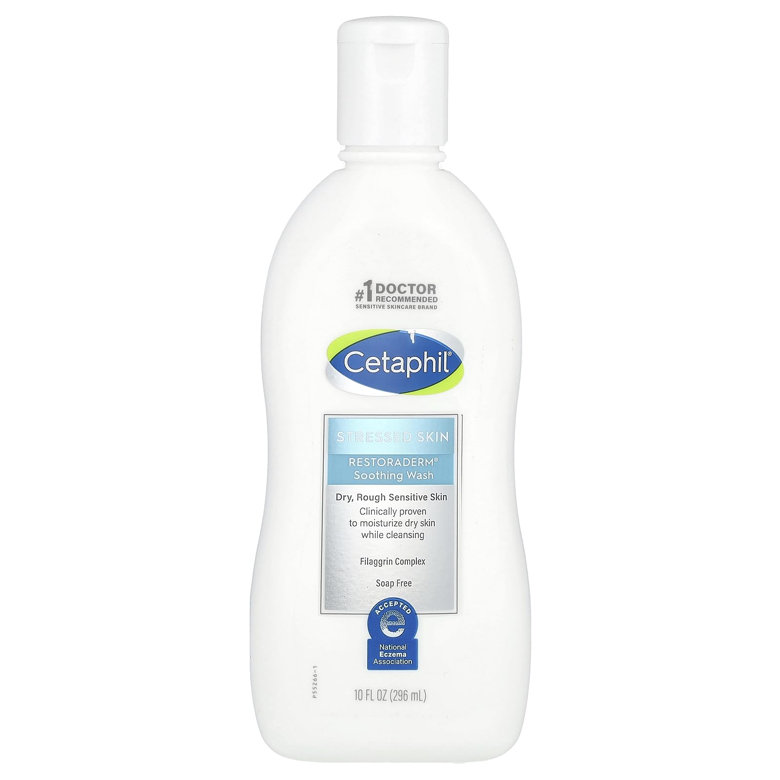 Cetaphil Pro Soothing Wash bottle closeup for gentle cleansing of sensitive skin.