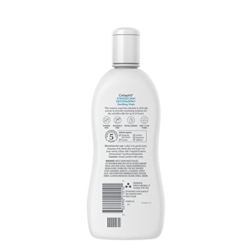 Cetaphil Restoraderm Soothing Wash creamy lather provides comforting cleanse for sensitive skin.