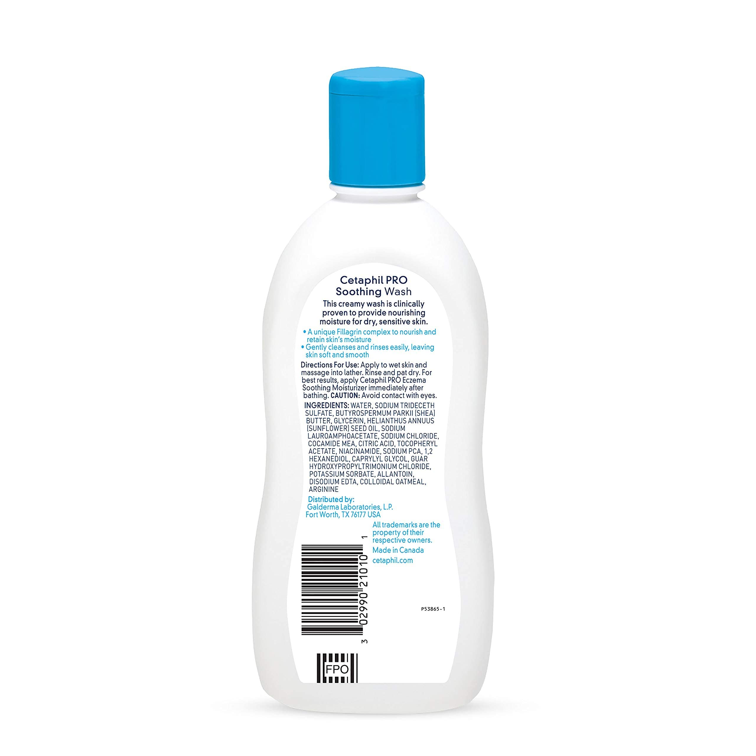 Cetaphil Restoraderm Soothing Wash hypoallergenic formula suitable for sensitive skin.
