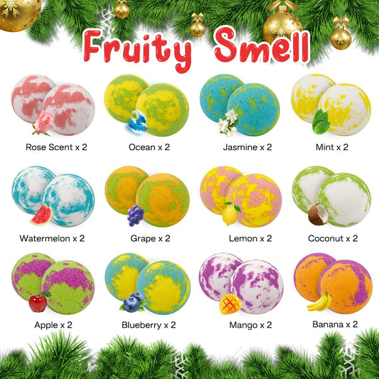 Cf Natural Daily Advent Calendar 24 bath bombs unboxing with hidden jewelry to spark daily excitement.