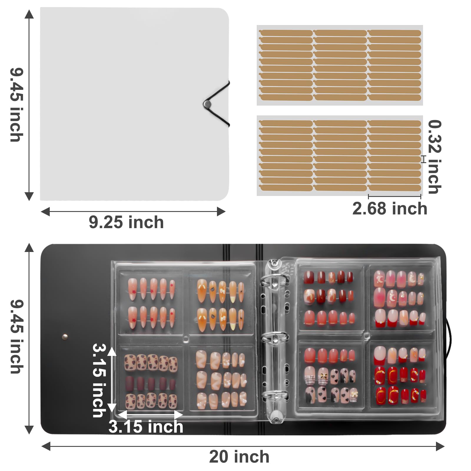 CGBE Nail Organizer includes 1 organizer and two sheets for organization.