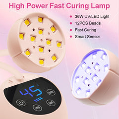 CGBE UV LED Nail Lamp with 360° gooseneck for precise lighting during manicures.