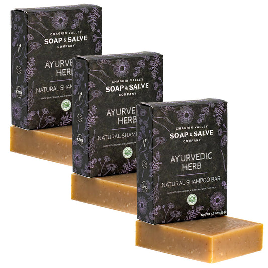 Chagrin Valley Ayurvedic shampoo bar lather close-up with rich cleansing foam