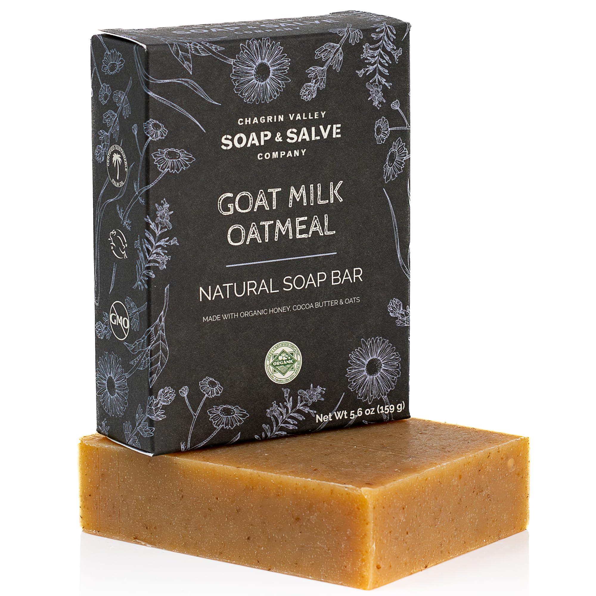 Chagrin Valley Goat Milk Oatmeal Soap Bar for gentle cleansing on dry skin.
