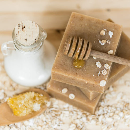 Chagrin Valley Oatmeal Honey Soap closeup showing creamy lather.