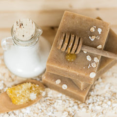 Chagrin Valley Oatmeal Honey Soap closeup showing creamy lather.