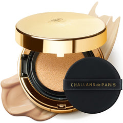 CHALLANS DE Aqua EX cushion dewy glow in compact for hydrated radiance.