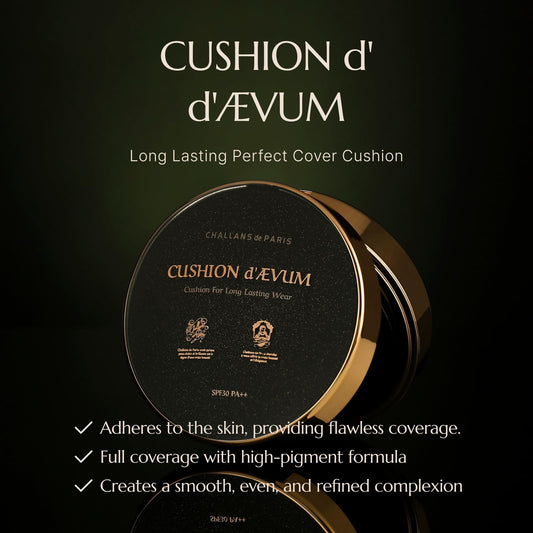 CHALLANS DE Paris cushion puff close-up indicating easy application and blending