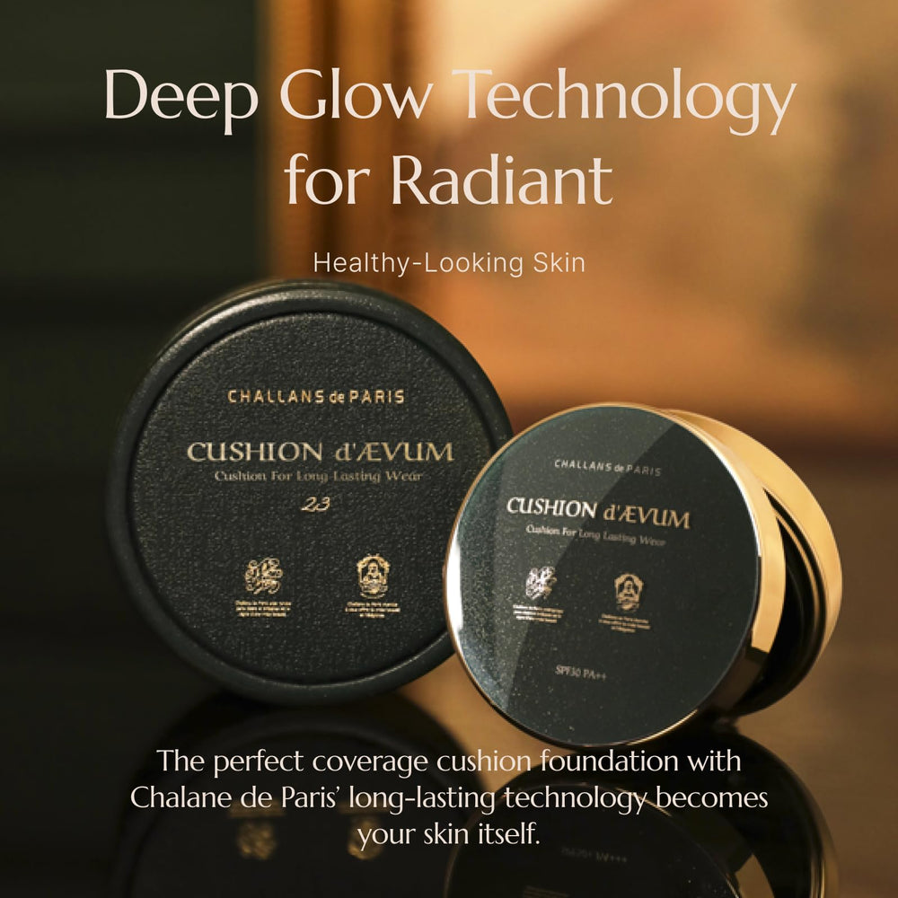 CHALLANS DE Paris Cushion foundation on skin demonstrating long-lasting wear