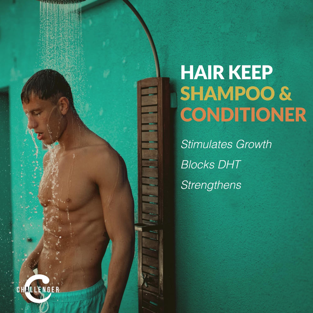 Challenger Hair Keep Conditioner bottle supports detangling and strength