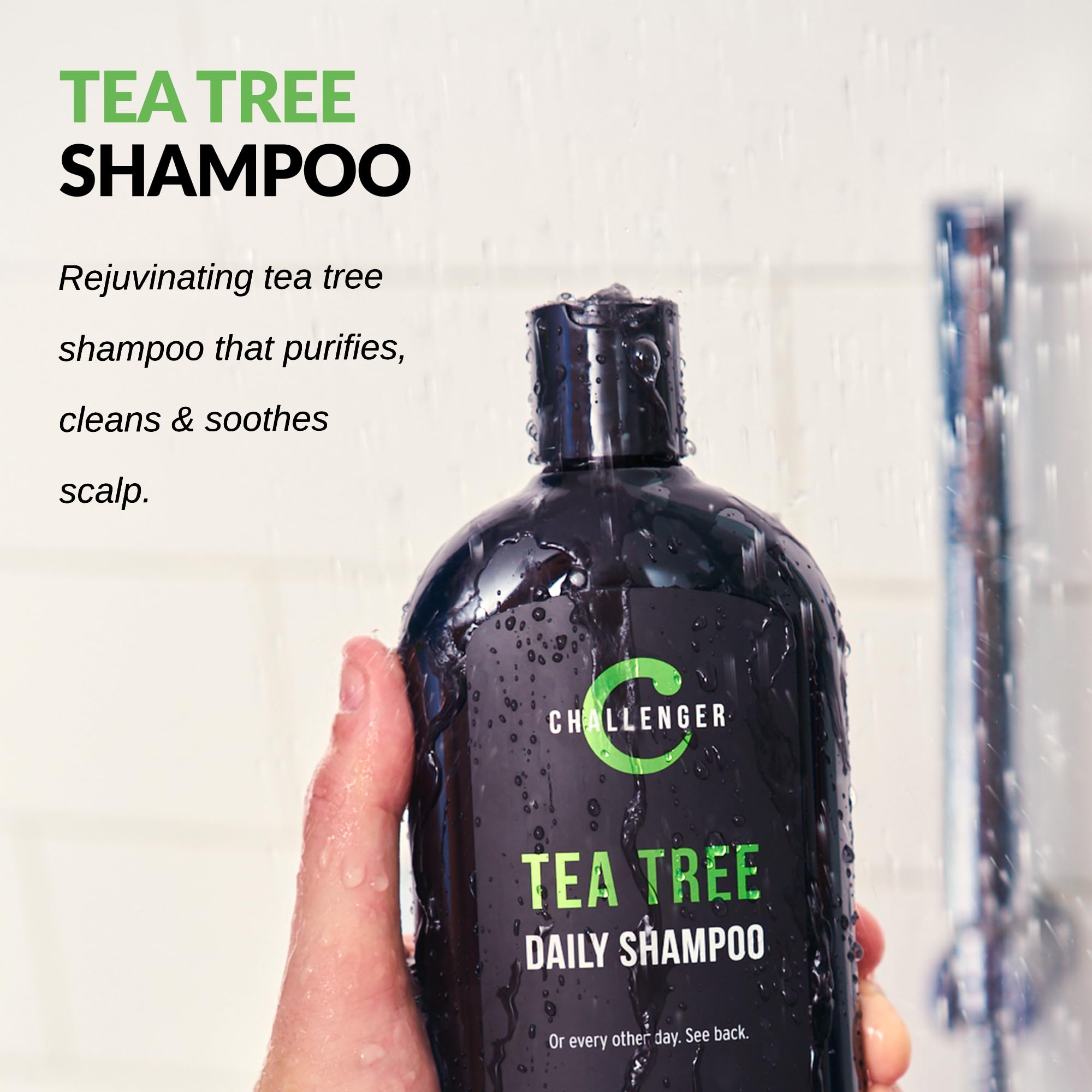 Challenger Tea Tree Shampoo is USA-made and cruelty-free for ethical hair care.