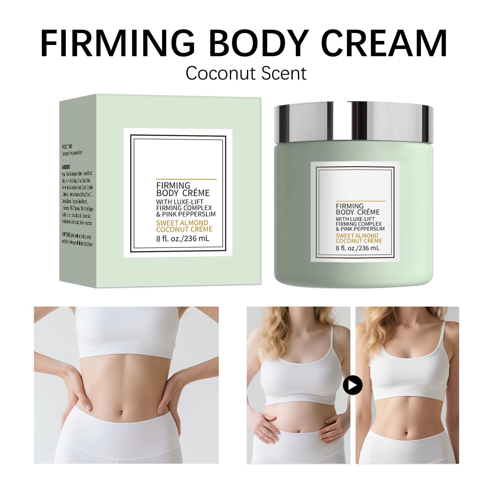 Applying champagne moisturizing body creme to arm for deep hydration
