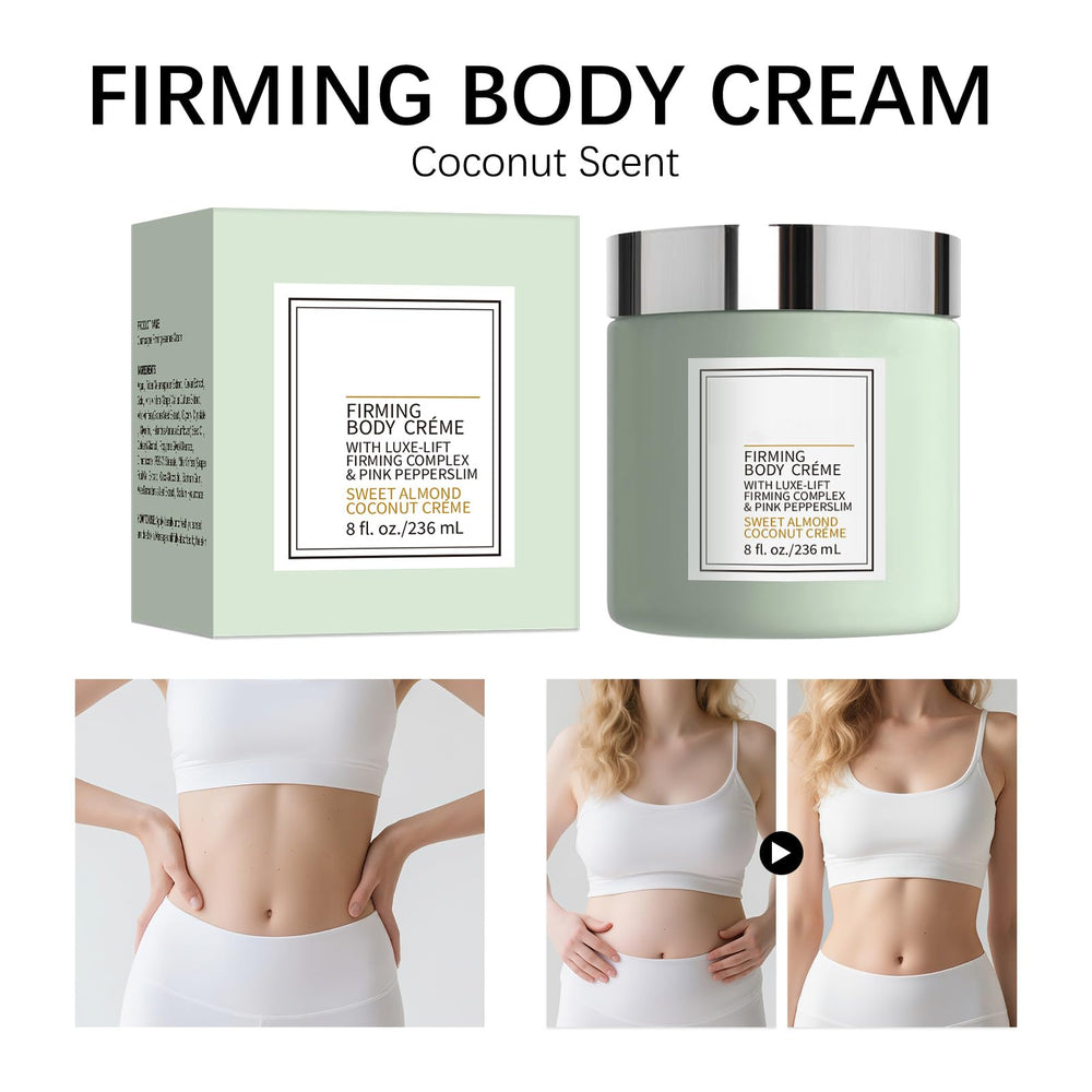 Applying champagne moisturizing body creme to arm for deep hydration
