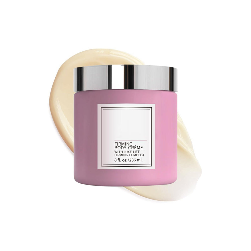 Champagne moisturizing firming body creme on arm delivering deep hydration