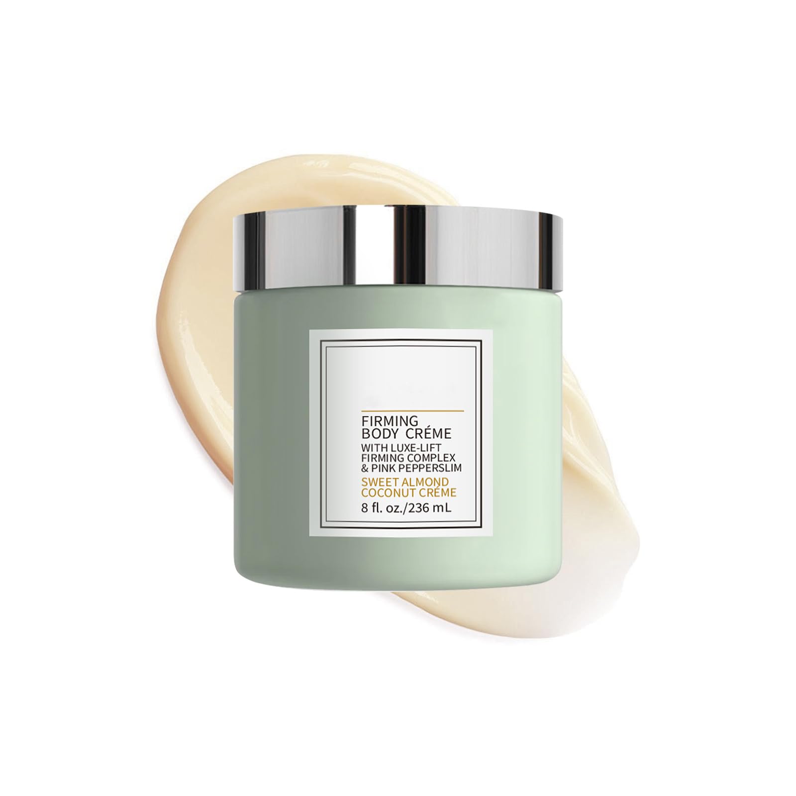 Champagne moisturizing firming body creme bottle close-up for daily hydration