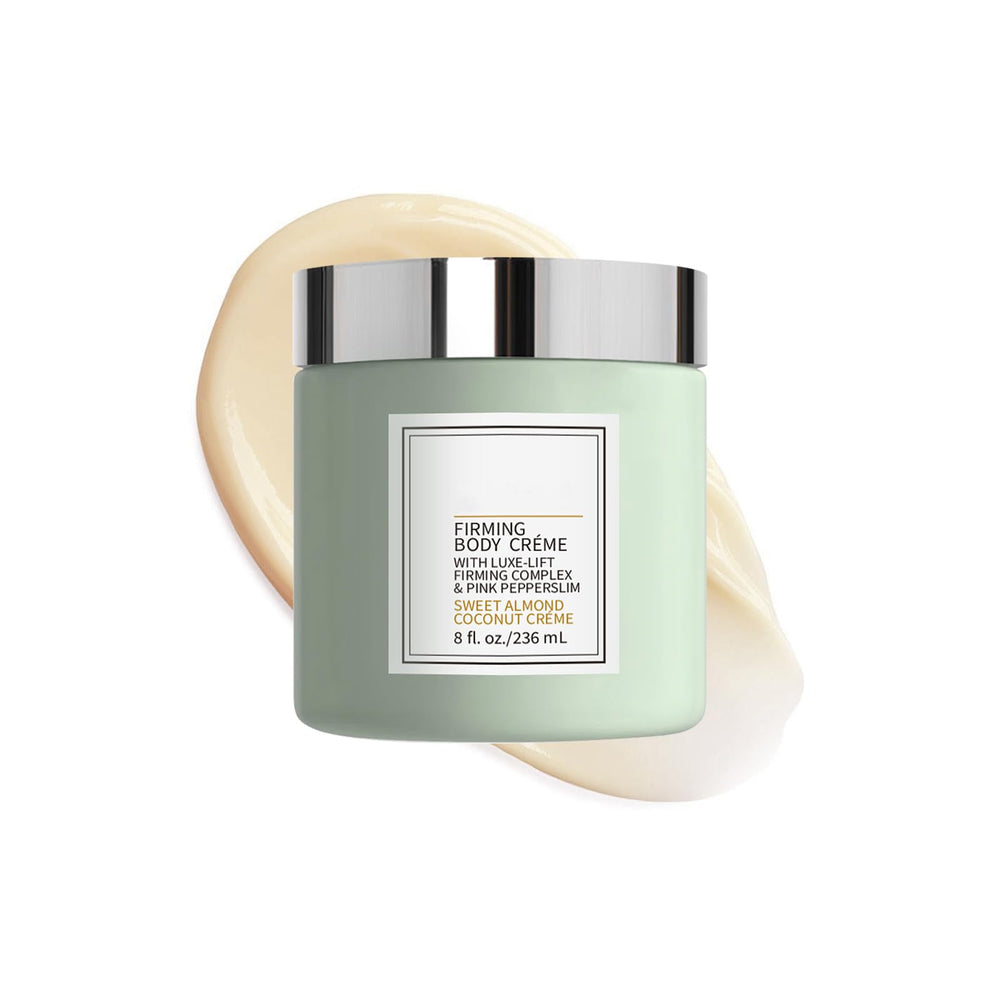 Champagne moisturizing firming body creme bottle close-up for daily hydration