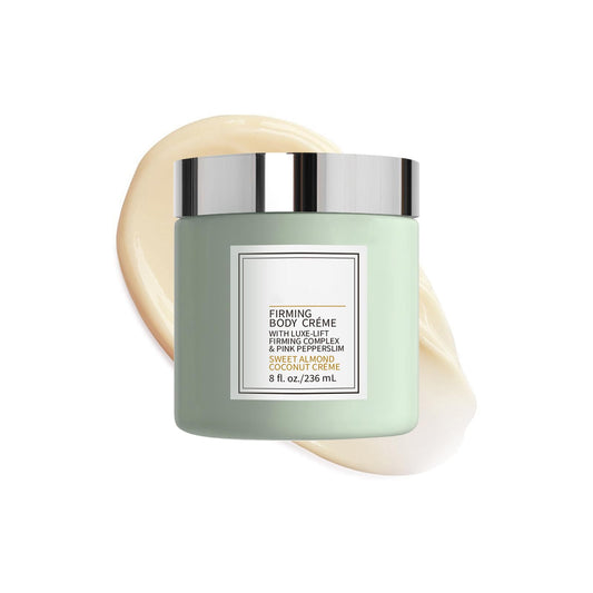 Champagne moisturizing firming body creme bottle close-up for daily hydration