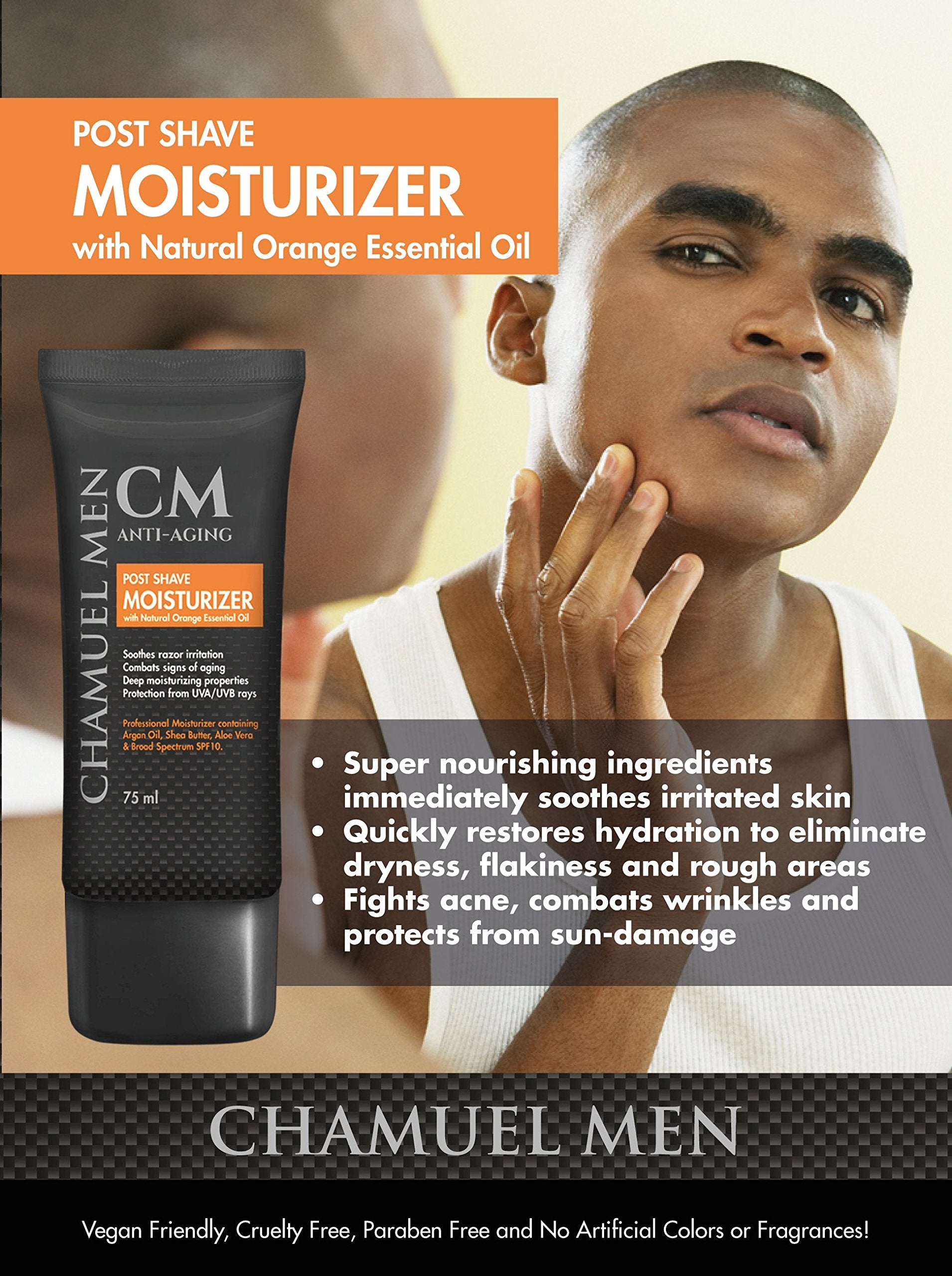 CHAMUEL MEN shea butter tub shows rich moisture for sensitive skin care