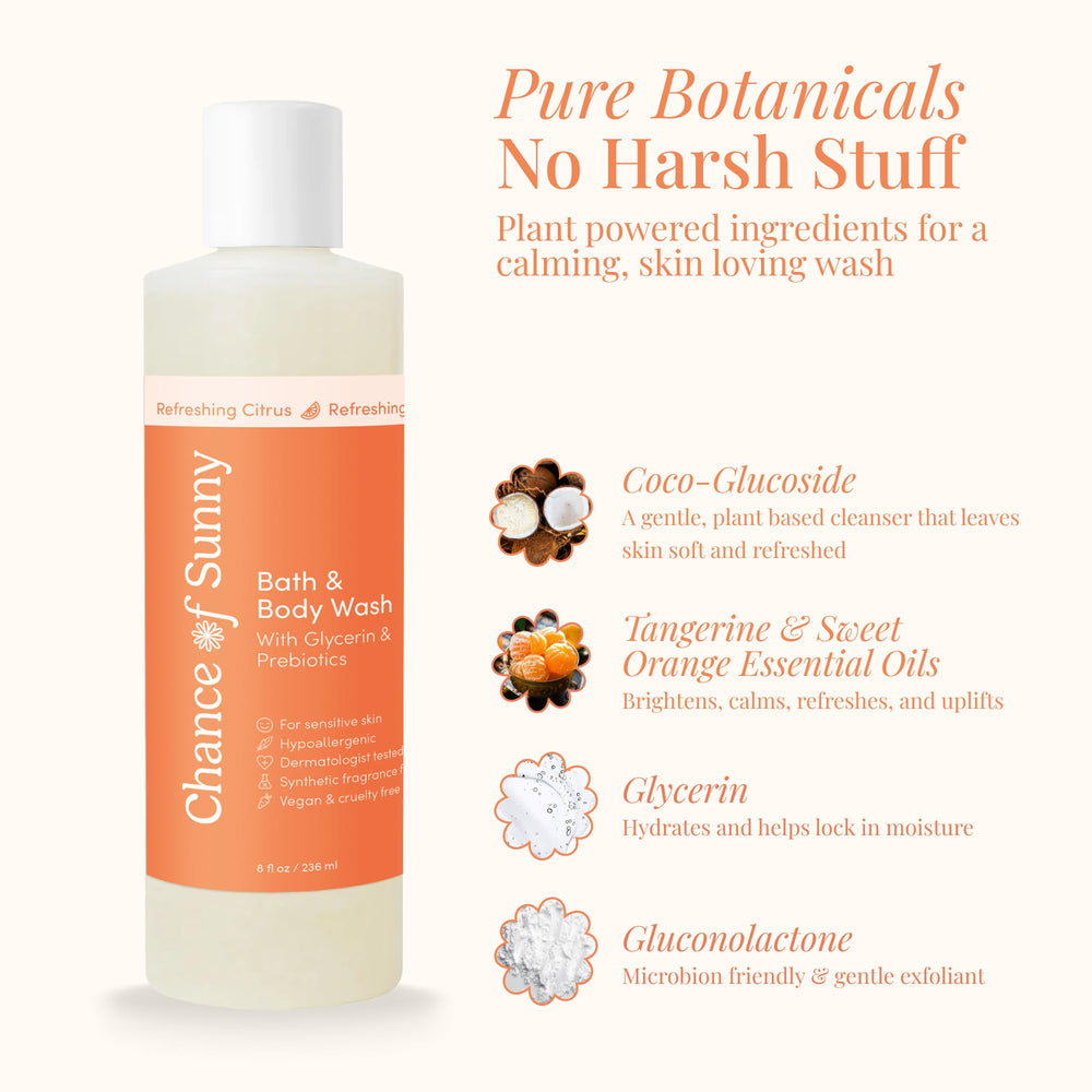 CHANCE OF SUNNY refreshing citrus bath foam-lather creates a soft, thorough cleanse.