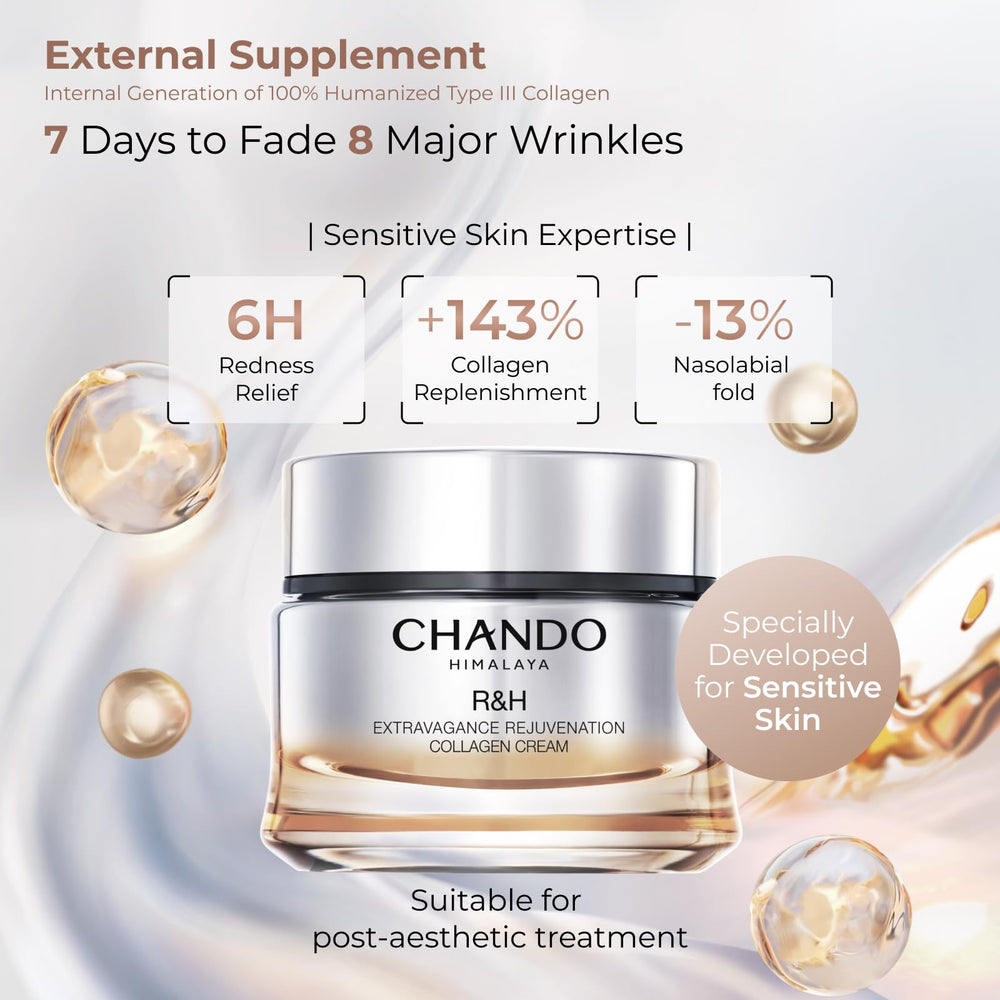 CHANDO HIMALAYA Extravagance cream texture spread on skin for gentle, even hydration
