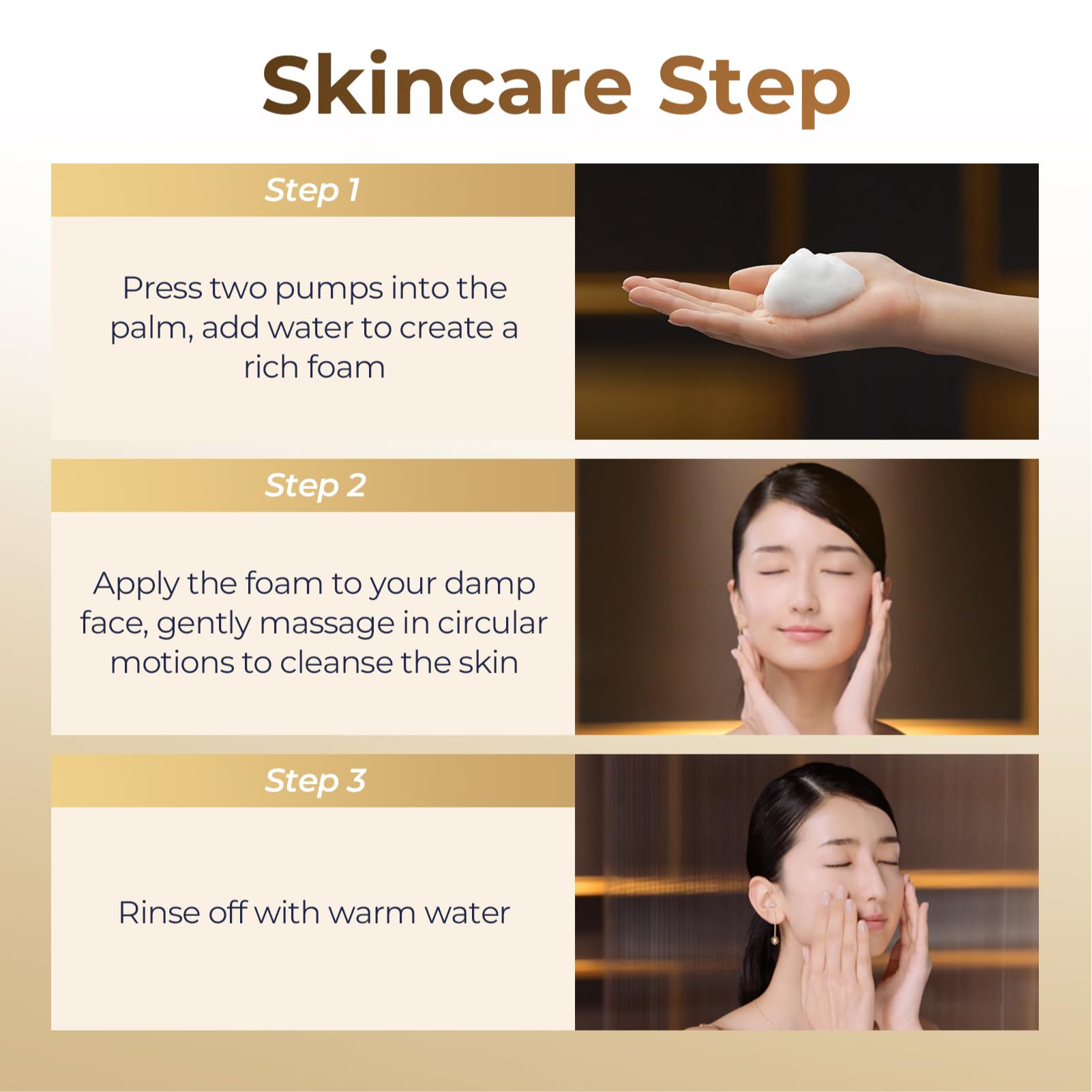 CHANDO HIMALAYA Gold Diamond Cleanser golden foam ready for rinsing