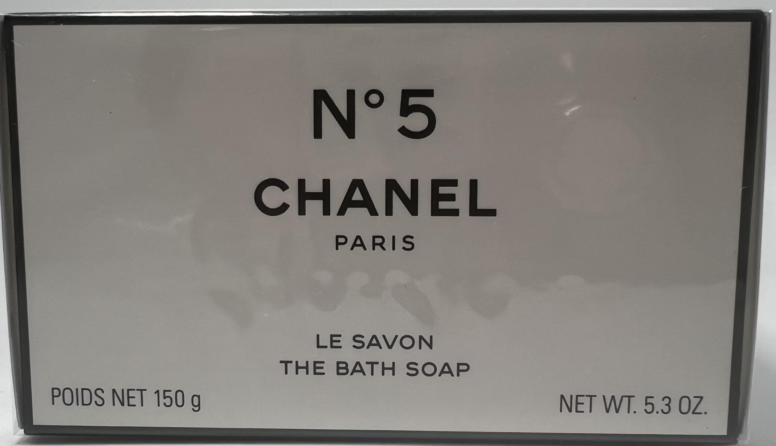 Chanel No 5 bath soap ingredients panel reveals classic floral notes.
