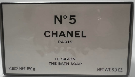 Chanel No 5 bath soap ingredients panel reveals classic floral notes.