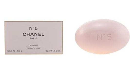 Chanel No 5 bath soap packaging highlights a luxury gift-ready presentation.