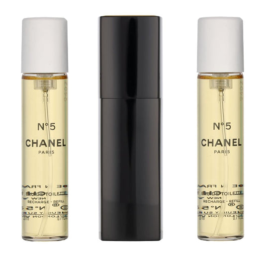 Chanel No. 5 refill bottles provide convenient, refillable luxury for daily wear.