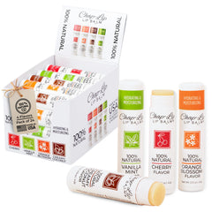 Chap-Lip Lip Balm 4-flavor assortment pack shot highlighting natural formula
