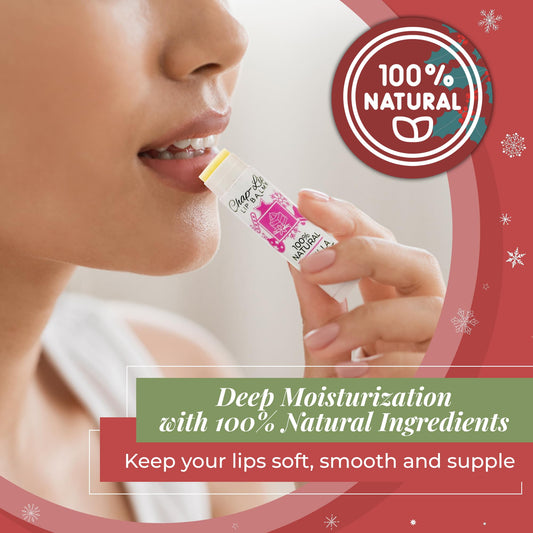 Chap-Lip Lip Balm flavor collection showing Cranberry Spritz, Peppermint, Gingerbread variants.