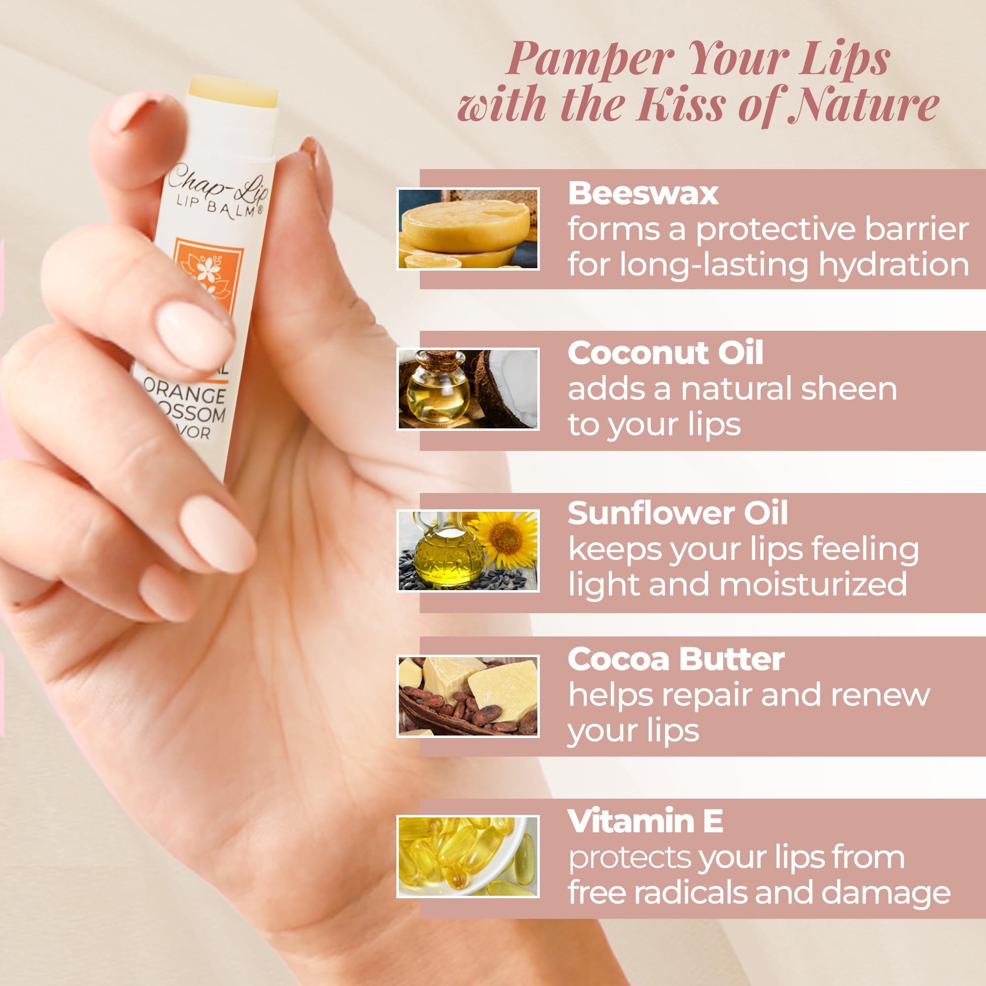 Chap-Lip Orange Blossom Lip Balm stick for bright scent and moisture