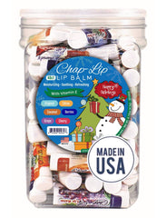 Chap-Lip Vitamin E Lip Balm holiday jar showpiece with six flavors for gifting.