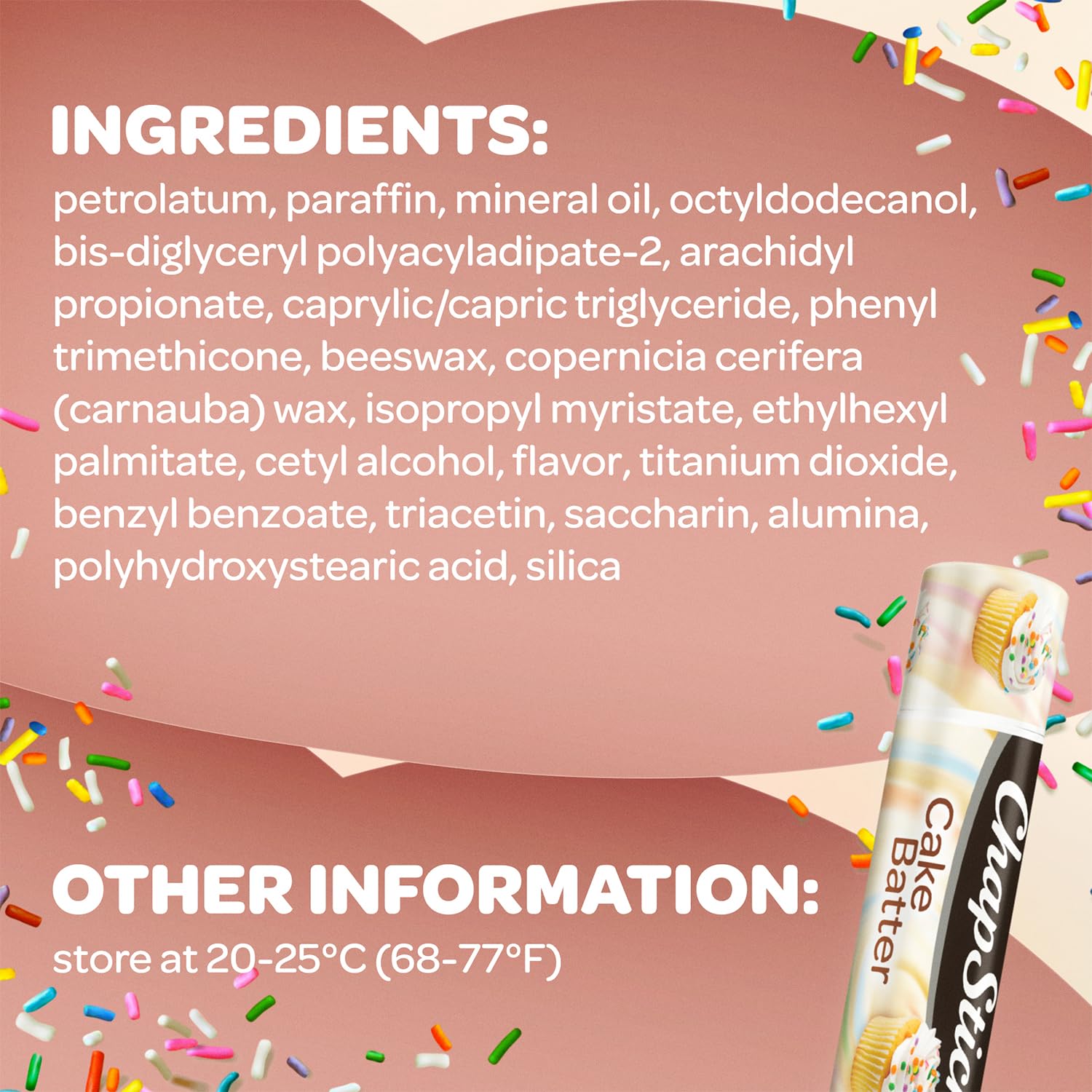 Cake Batter flavored ChapStick lip balm tube for daily use on dry lips