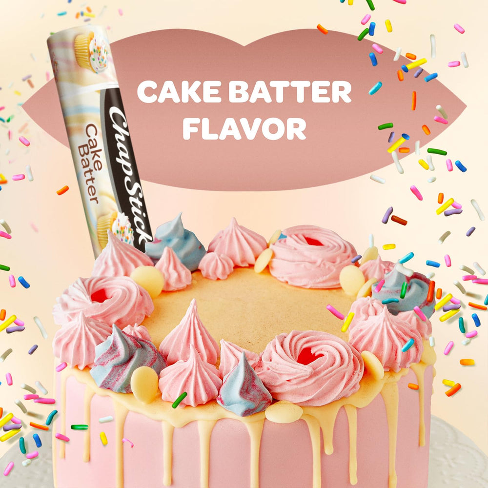 Bulk 12-pack with color-coded caps for organized ChapStick Cake Batter