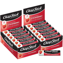 ChapStick Classic Strawberry tube front view for on-the-go lip moisturization.